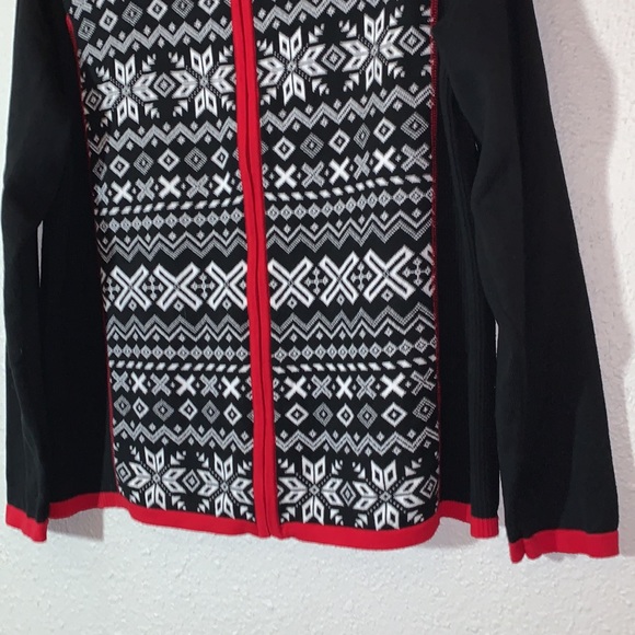 Christopher Banks snowflake print red blk white zip-up Christmas Sweater Sz L - Picture 8 of 13